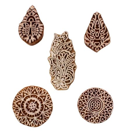 Set of 5 Piece New Mix Wooden Printing Blocks